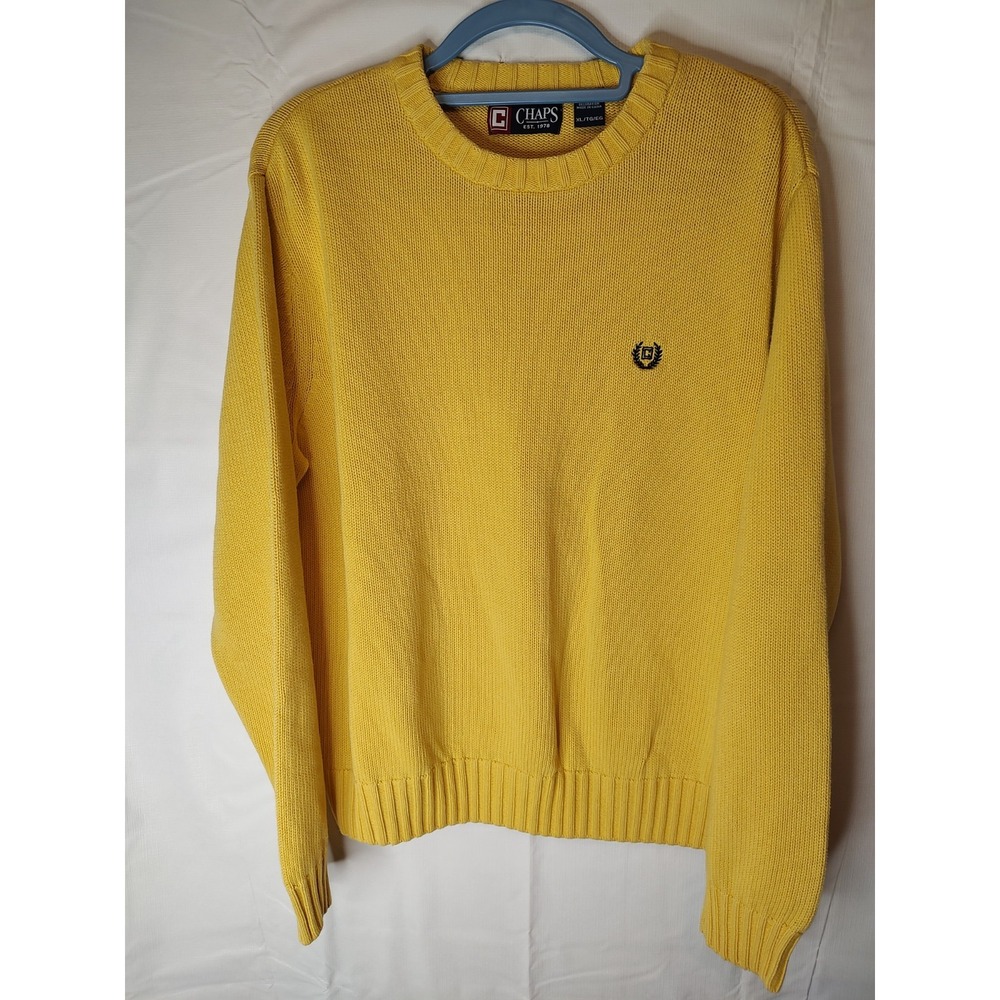 Women's Preppy Grandpa Core Sweater Yellow Chaps‎ Size XL 100% cotton